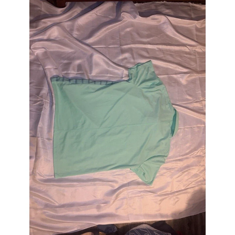 Nike Dri-FIT Men's Size M Short Sleeve Striped Golf Polo Shirt Mint Green Blue